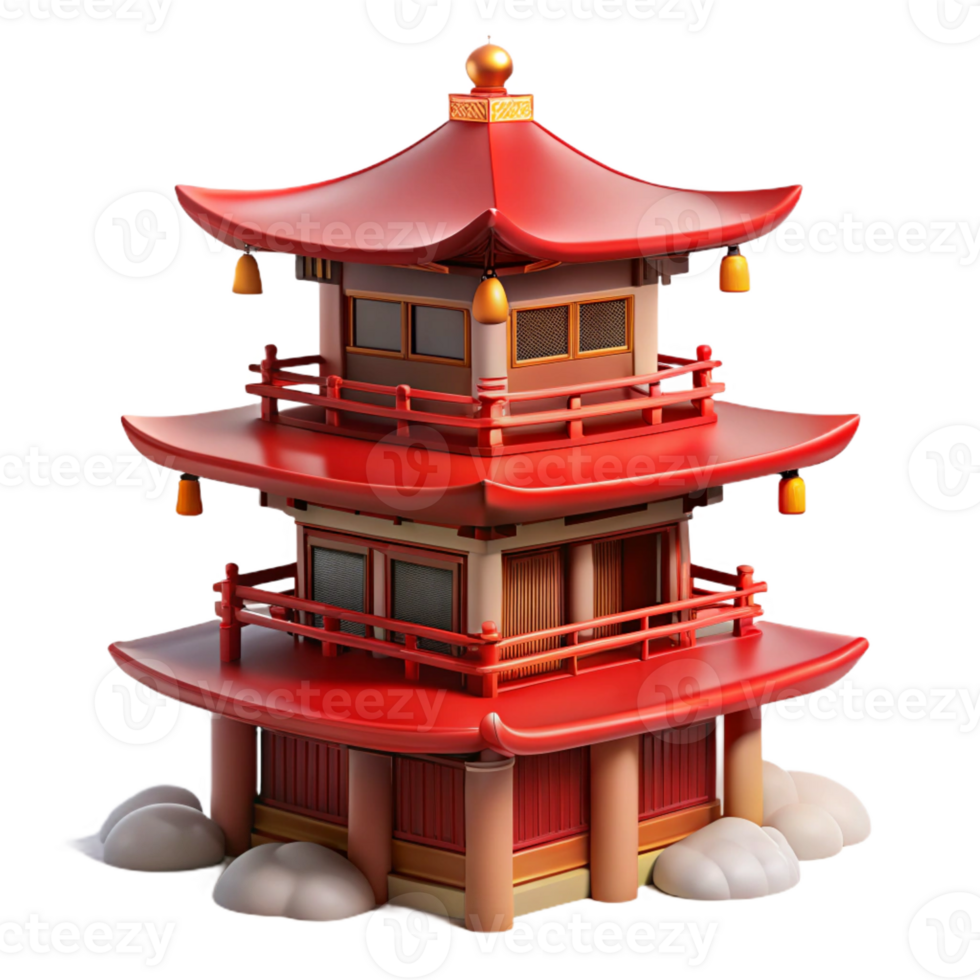 vibrant rustic A Traditional Japanese Pagoda with Red A genuine png