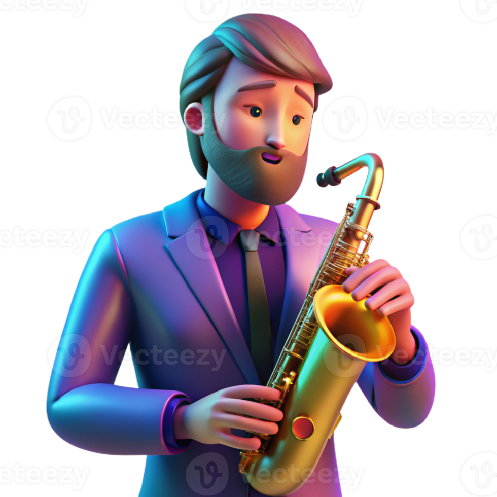 beautiful vintage Saxophonist Portrait Musical Instrument genuine png