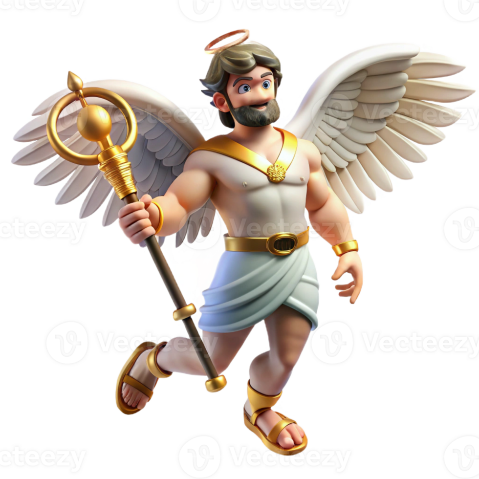 serene rustic Hermes Messenger of the Gods Wearing Win high quality png