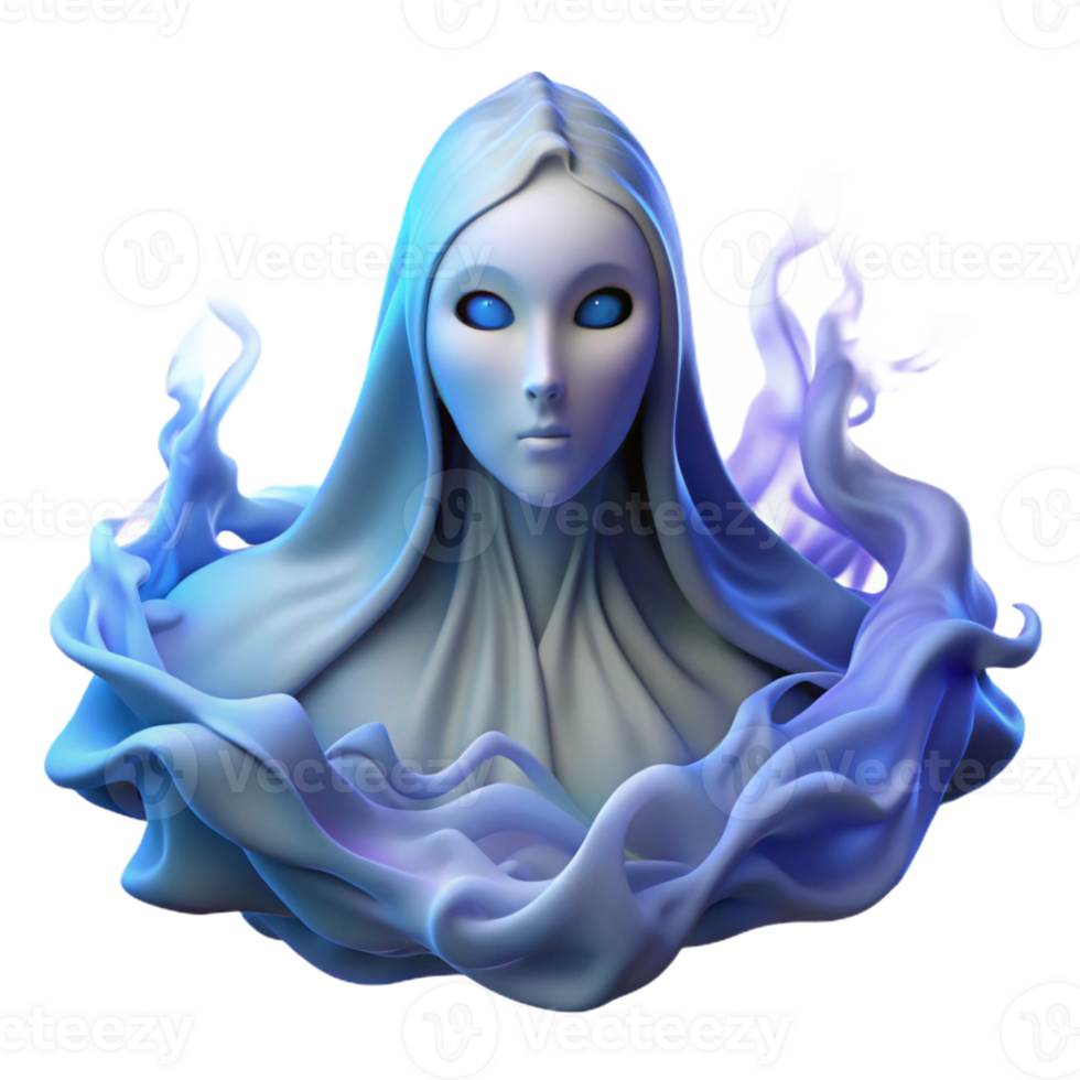 dramatic artistic Portrait of an Ethereal Ghost Translucen authentic png