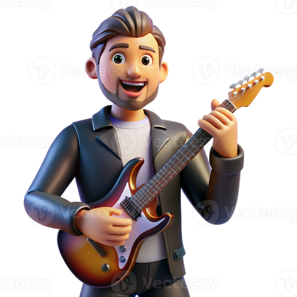 elegant vintage Portrait of a Charismatic Rockstar with El detailed png