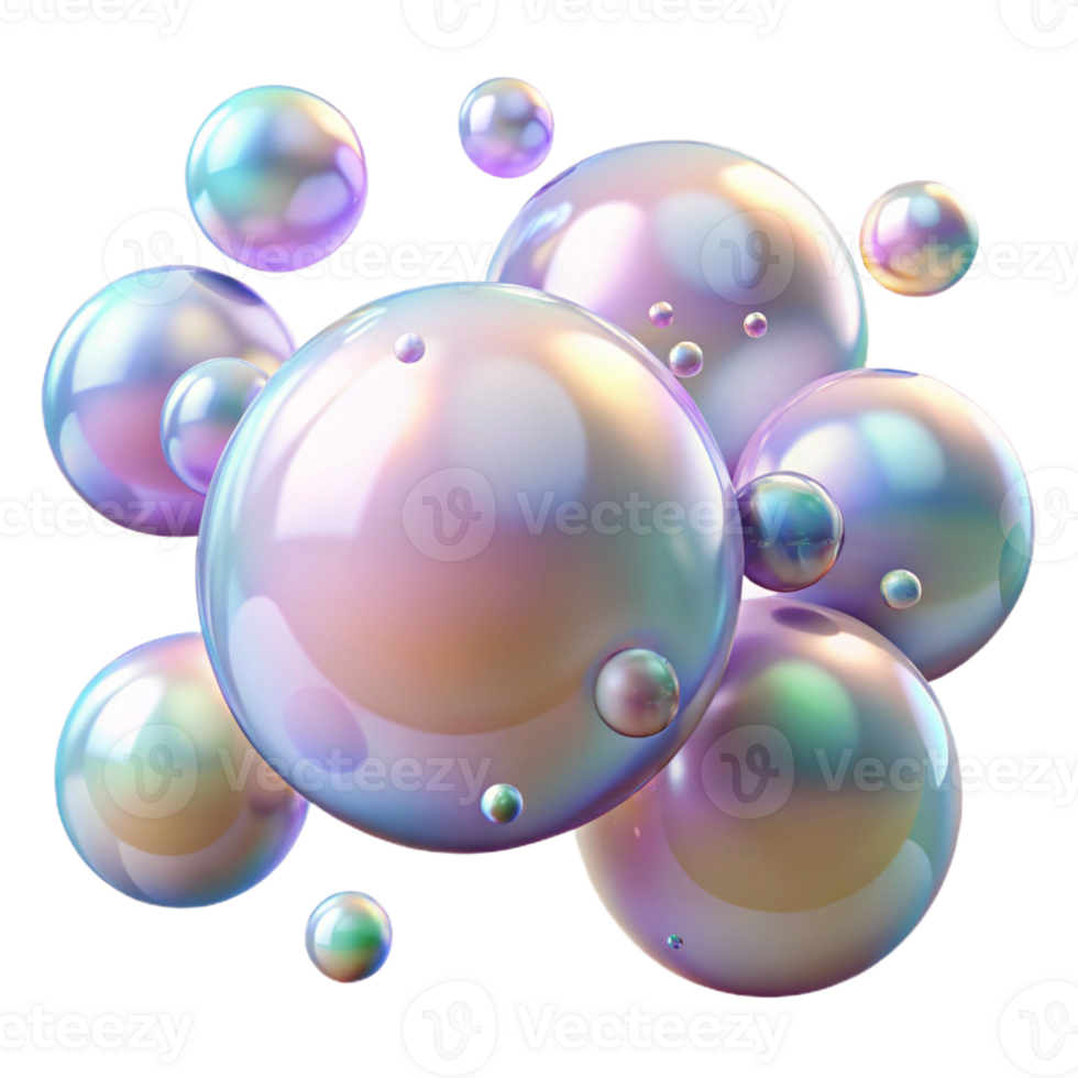 wonderful modern Iridescent Bubbles Floating in Field high quality png
