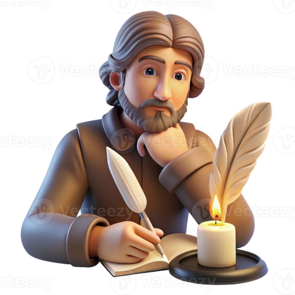 extraordinary abstract Portrait of a Writer with a Quill and Par exclusive png