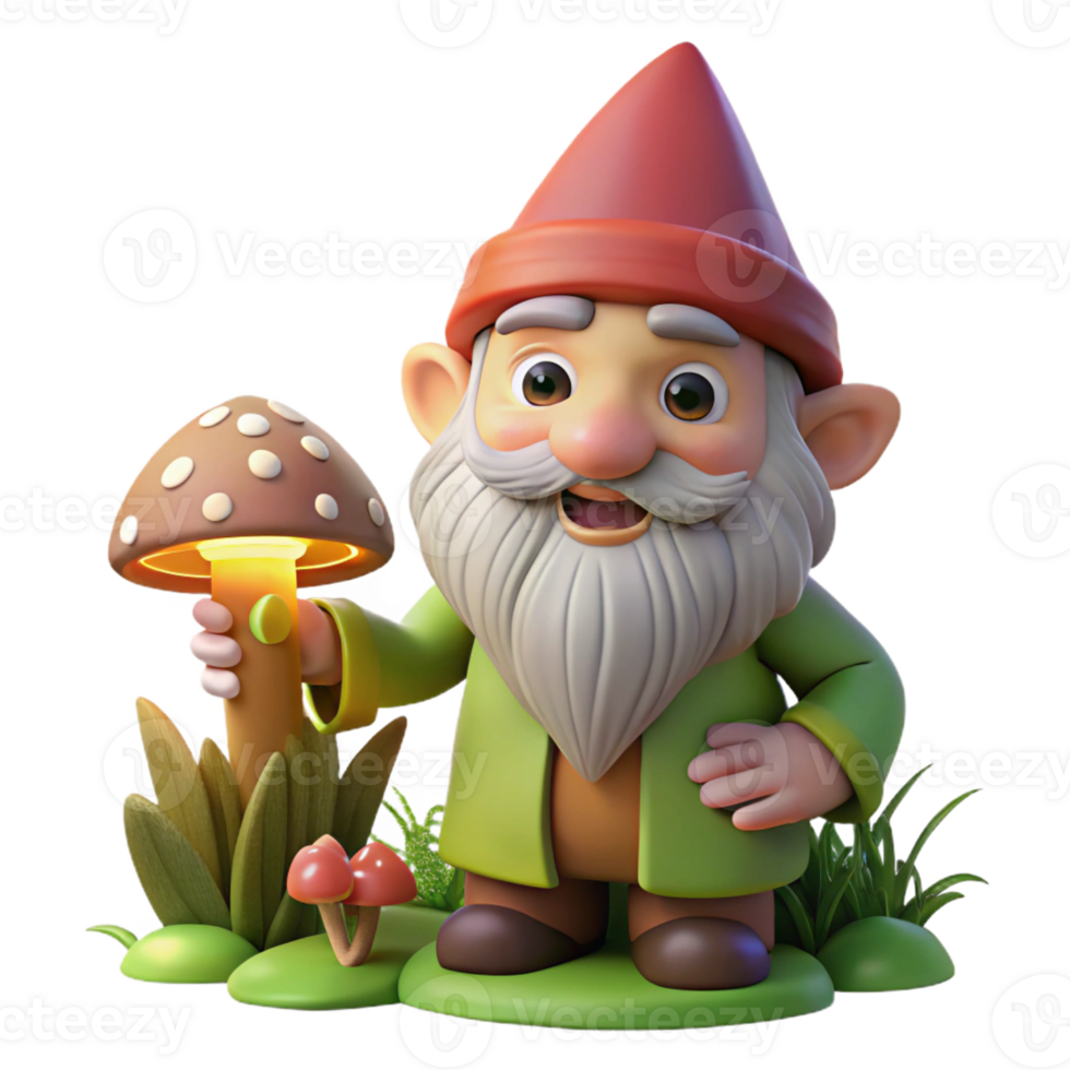 impressive rustic Portrait of a Mischievous Gnome with a Poi detailed png
