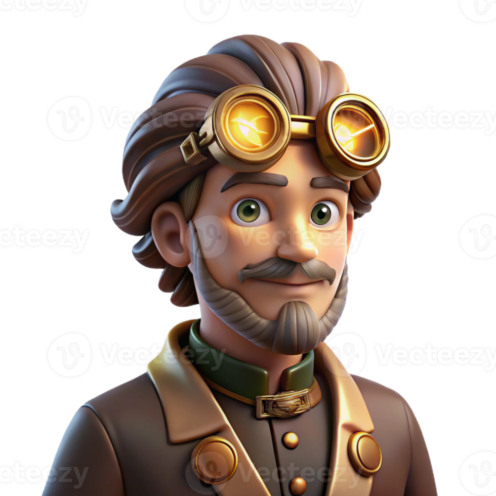 vibrant modern Portrait of a Steampunk Inventor with Go genuine png