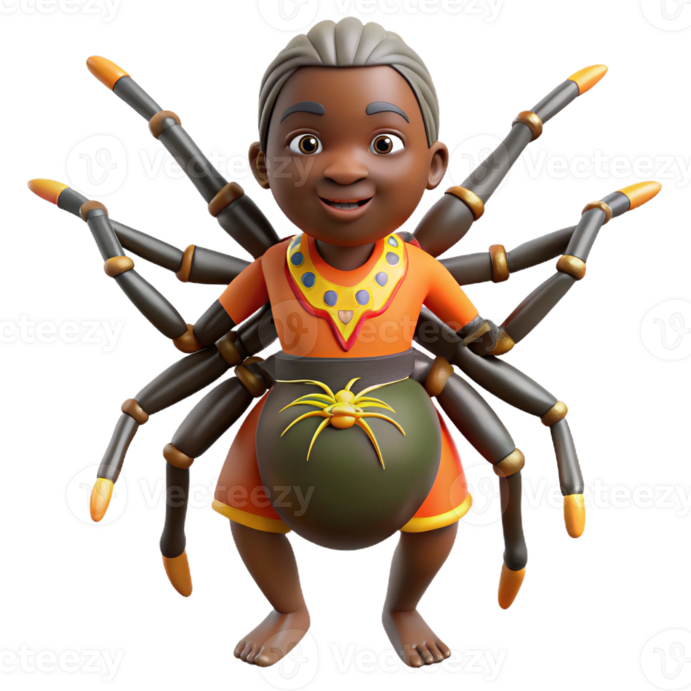 magnificent classic Anansi the Spider Spinning a Web genuine png