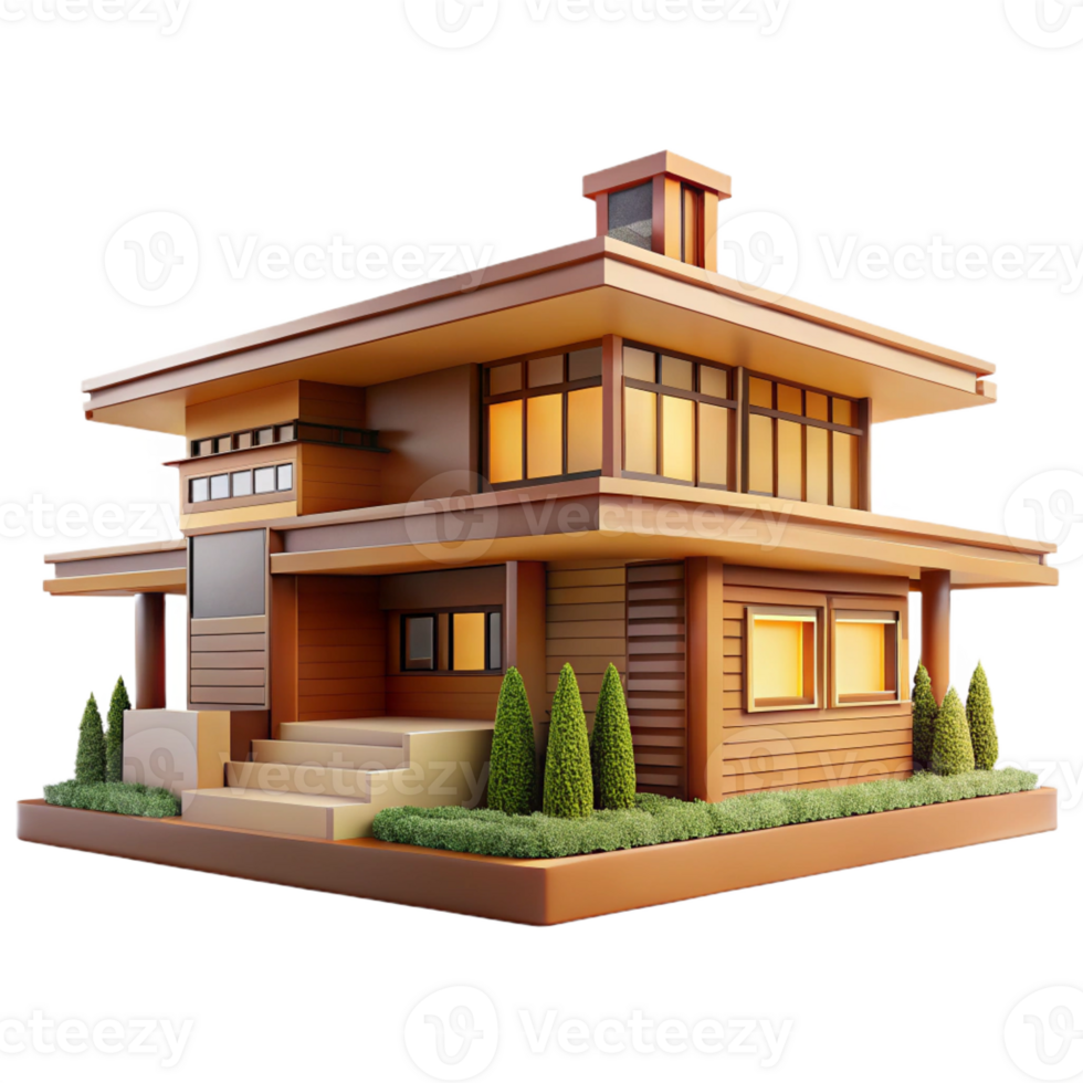 impressive vintage Frank Lloyd Wright Style House Prairie A high resolution png