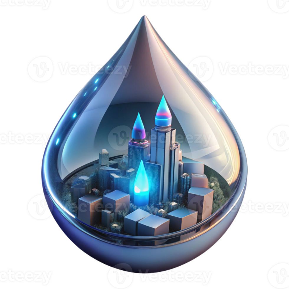 elegant abstract A Futuristic Cityscape Reflected in a Ra high resolution png