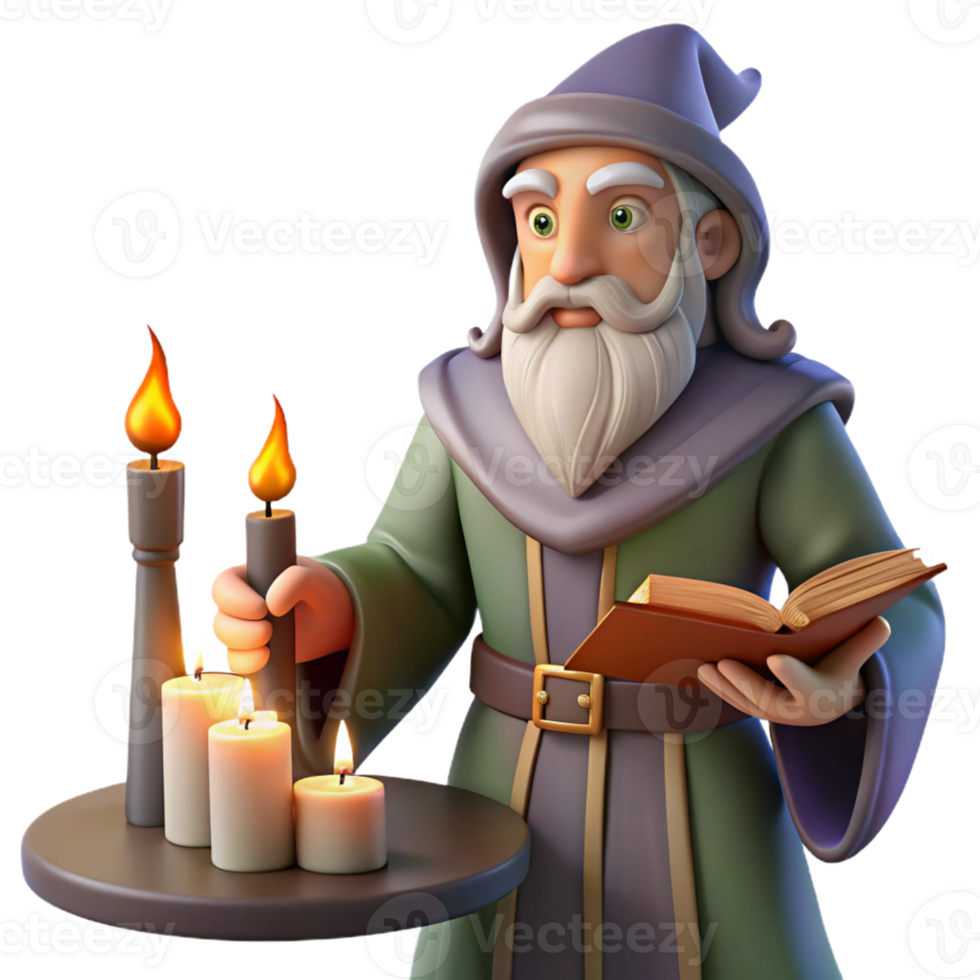 vibrant creative A Wise Old Wizard Casting a Spell in His premium png