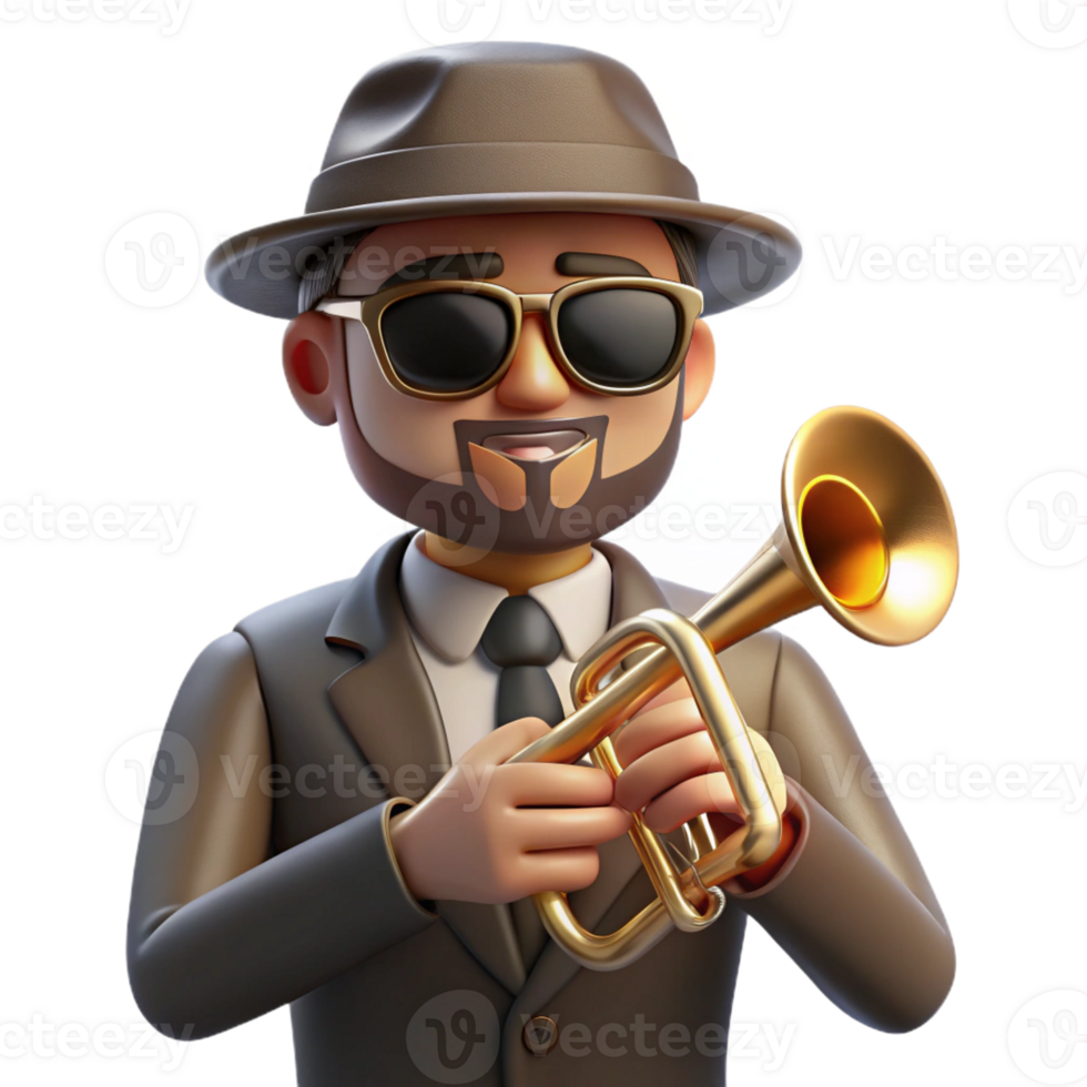 stunning contemporary Portrait of a Jazz Musician with a Trumpe authentic png