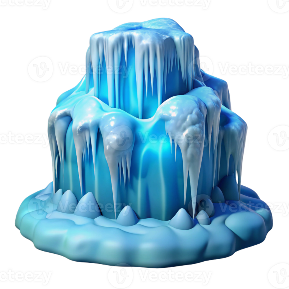 impressive vintage Frozen Waterfall Icy Blue Winter Scene detailed png