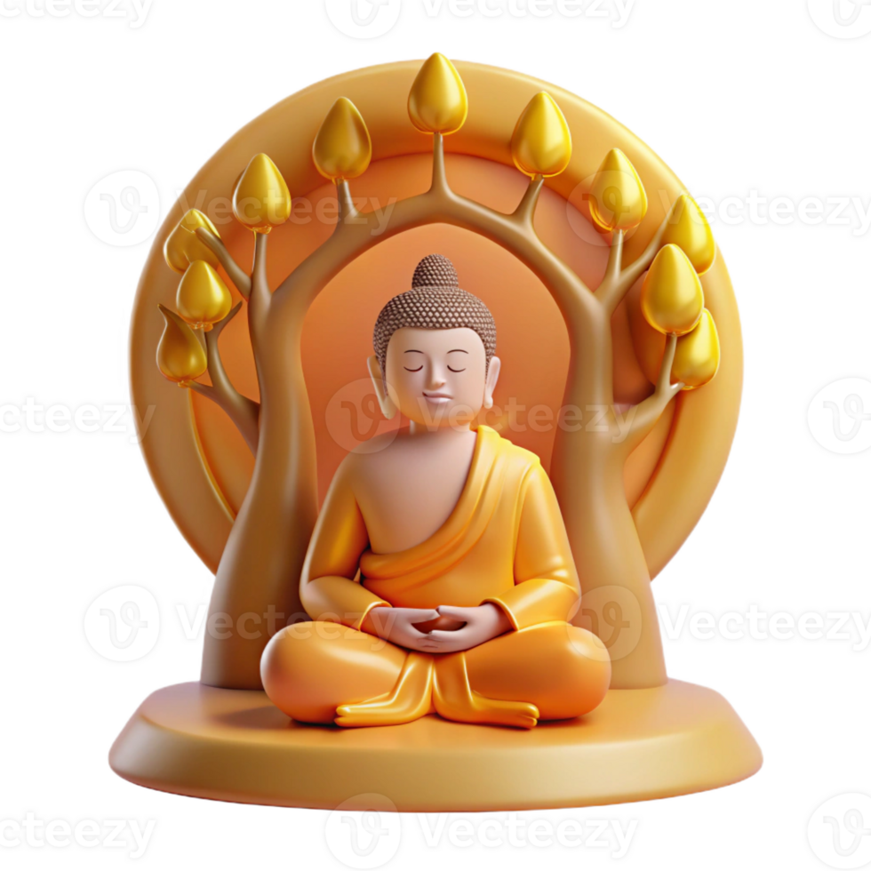 dramatic artistic Serene Buddha Meditating Under Bodhi Tree authentic png