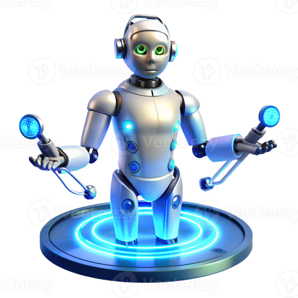 extraordinary modern A Robotic Surgeon with Glowing Blue Opt high resolution png