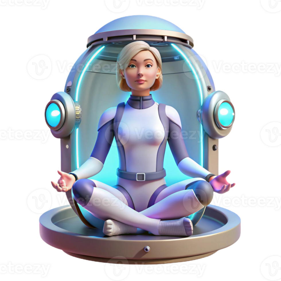stunning rustic A Woman with Cybernetic Implants Meditat png