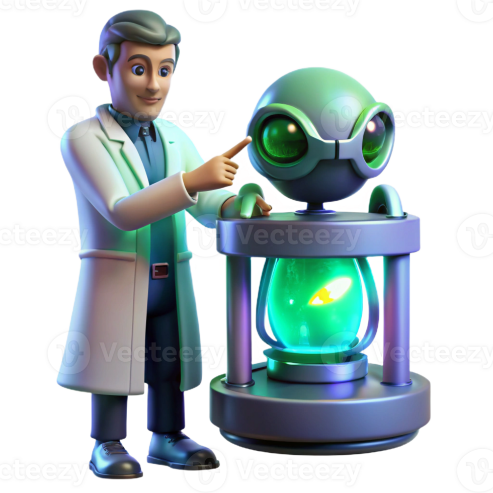 dramatic rustic A Scientist Examining a Strange Alien Arti png