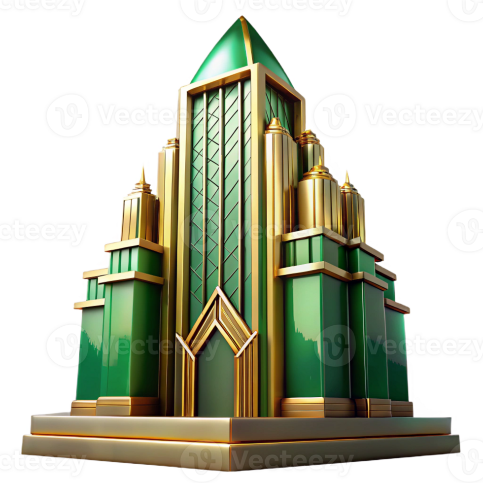 impressive abstract Art Deco Skyscraper Emerald and Gold exclusive png