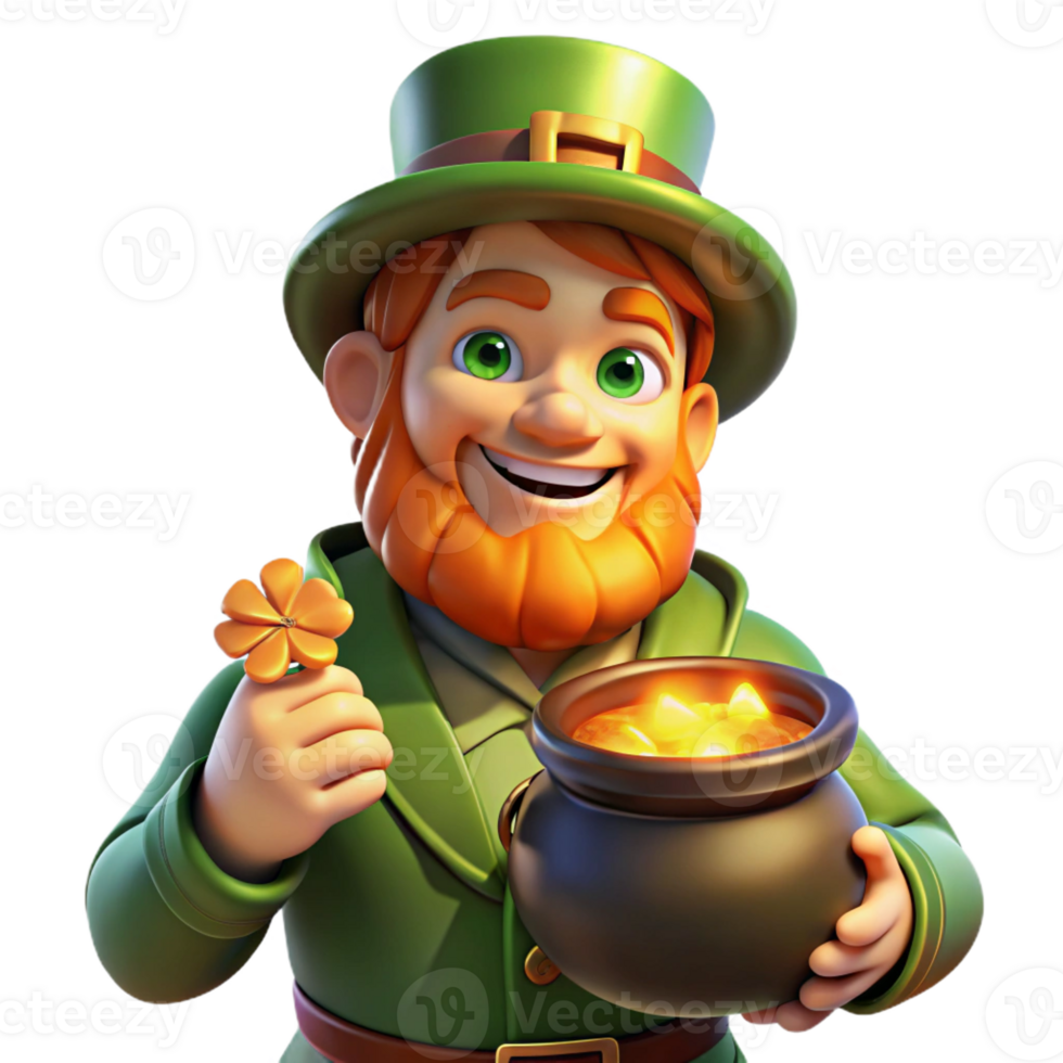 stunning minimalist Portrait of a Mischievous Leprechaun Wit original png