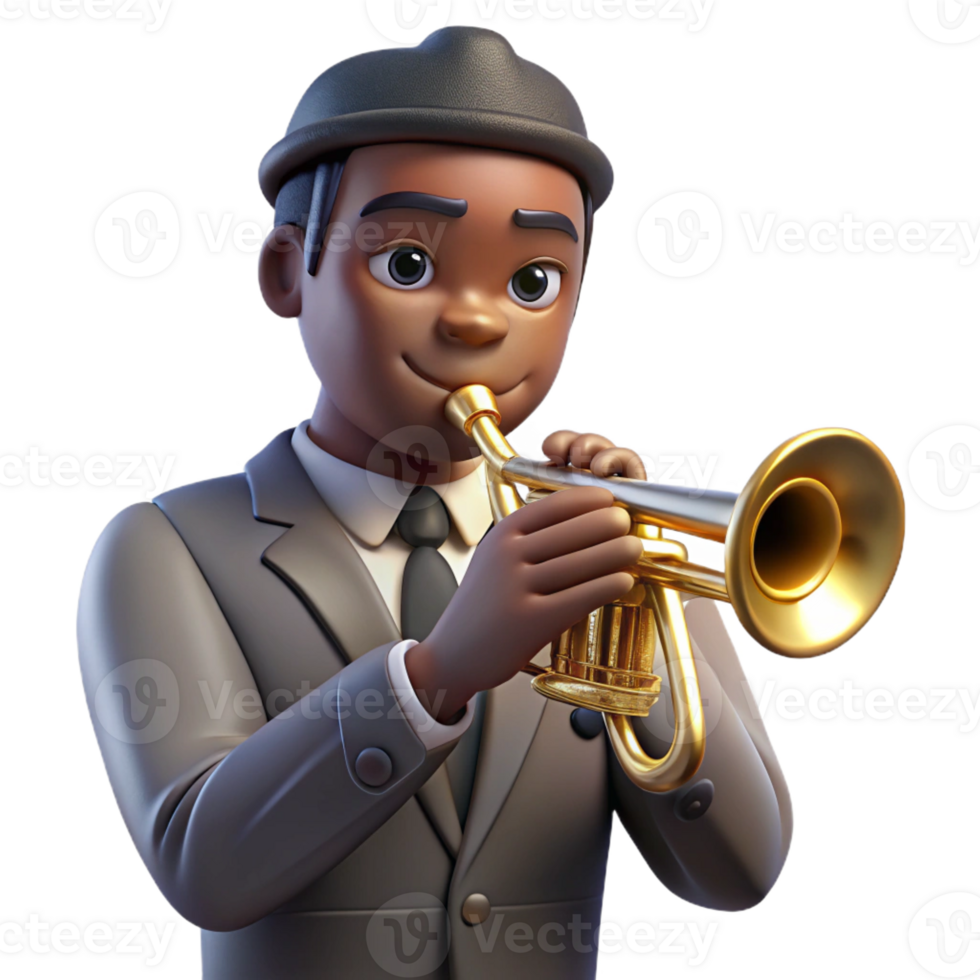wonderful abstract Portrait of a Jazz Musician with a Trumpe 4K png