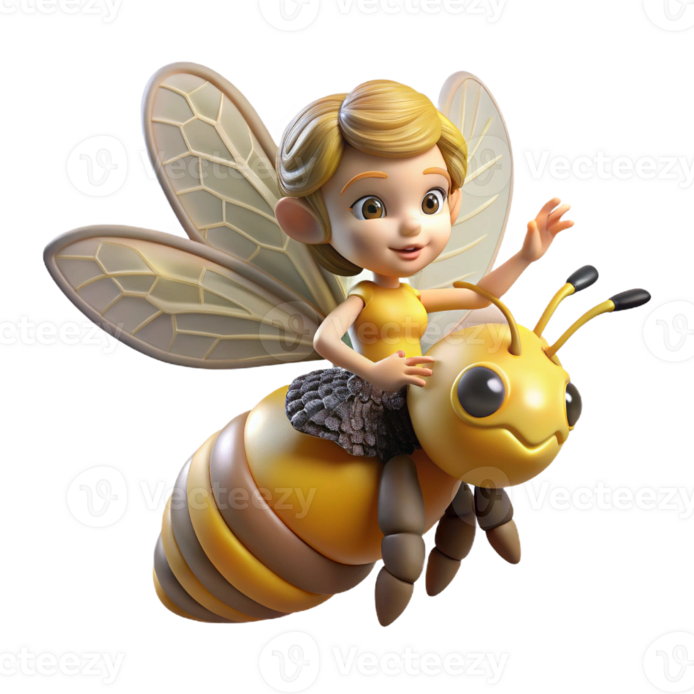 elegant minimalist A Mischievous Pixie Riding a Giant Bumbleb high resolution png