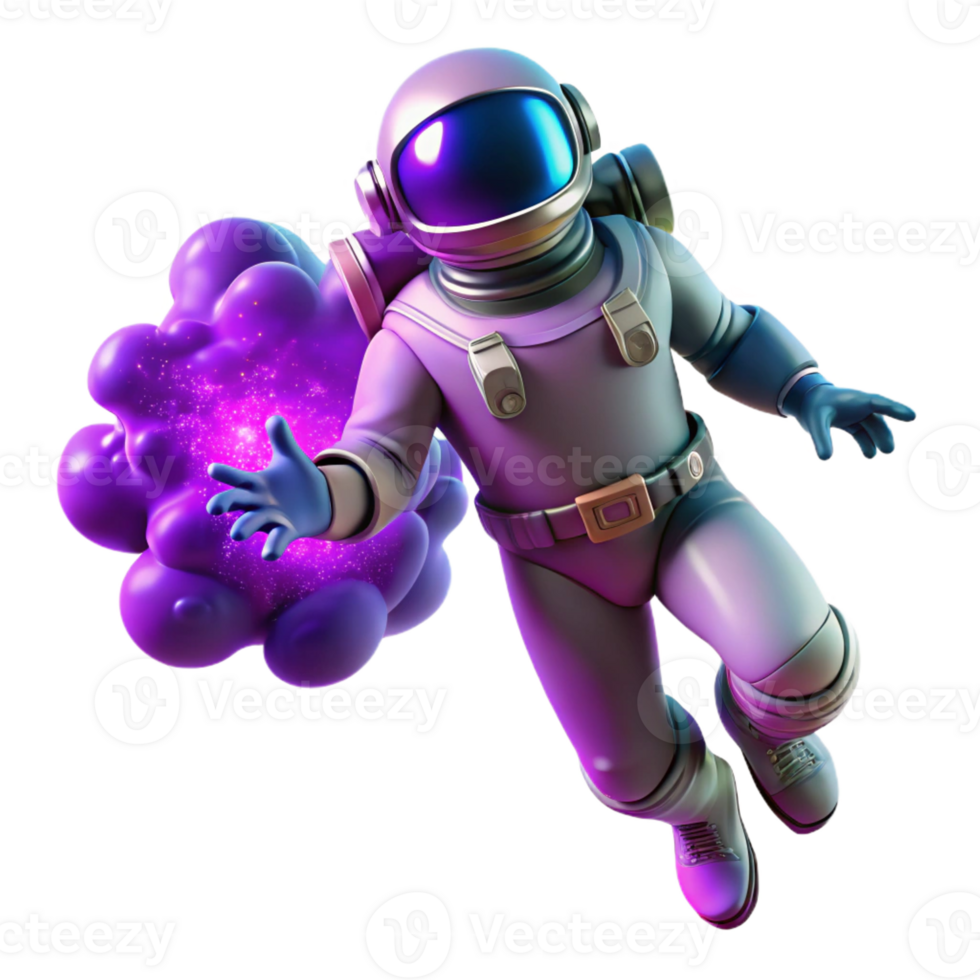 vibrant modern Bioluminescent Astronaut in Space authentic png