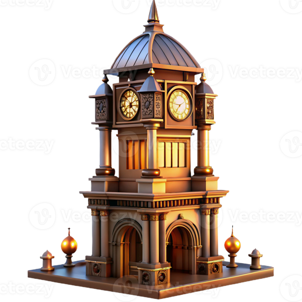 beautiful vintage A Towering Art Nouveau Clock Tower Intric detailed png