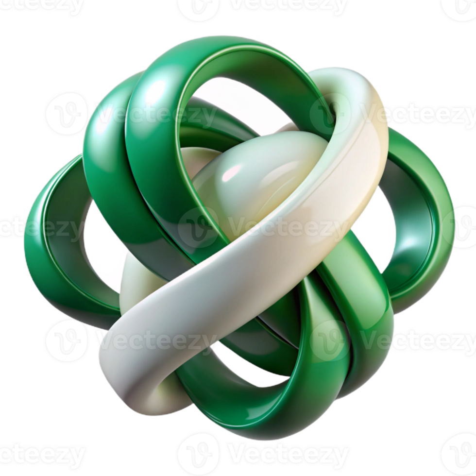 wonderful modern Emerald Green Ribbons Intertwined Design detailed png