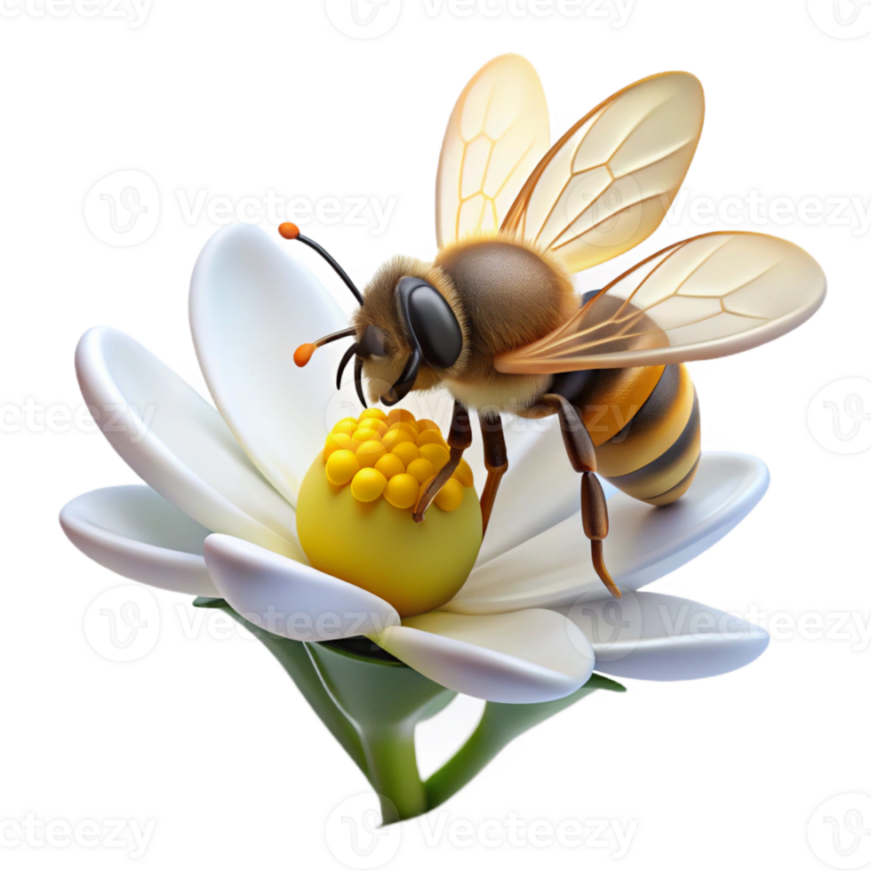 serene classic Bee Collecting Pollen Close Up exclusive png