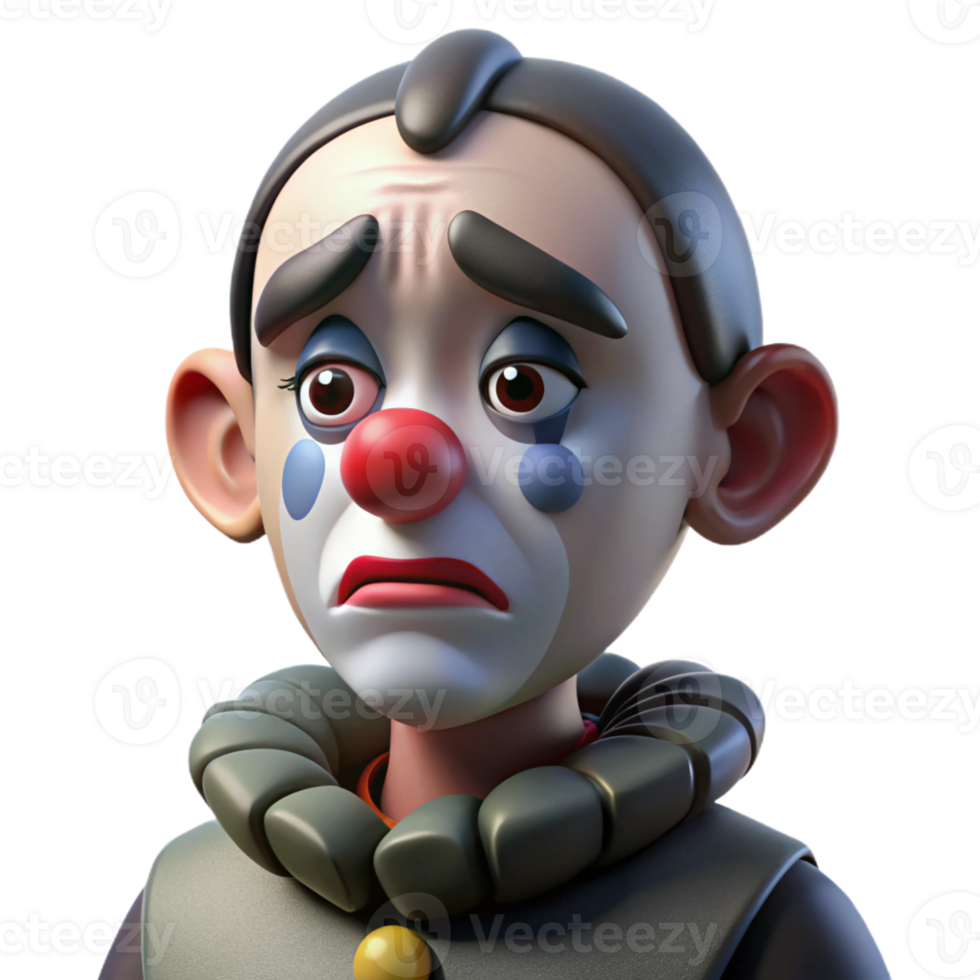 dramatic abstract Portrait of a Melancholic Clown with Smudg professional png
