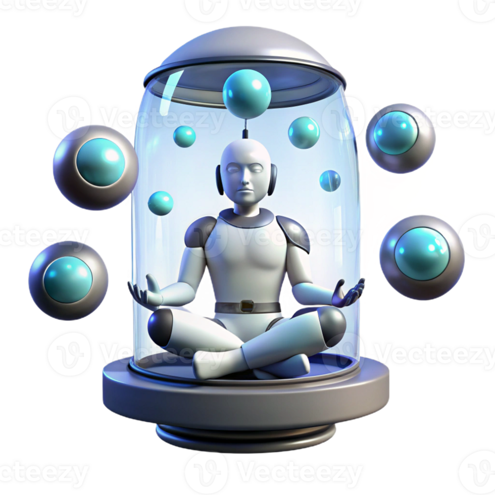wonderful artistic A Lone Cyborg Meditating in a Zero Gravi high quality png