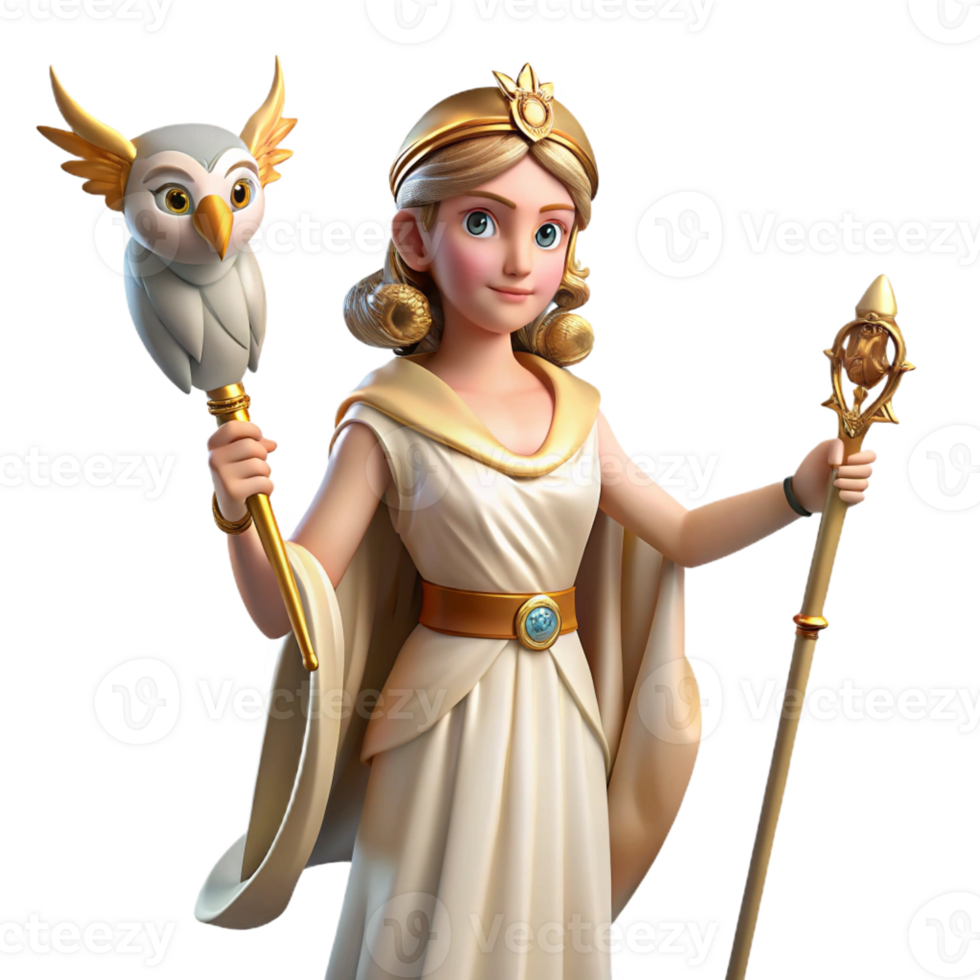 extraordinary abstract A Wise Athena Holding an Owl and a Spear high quality png