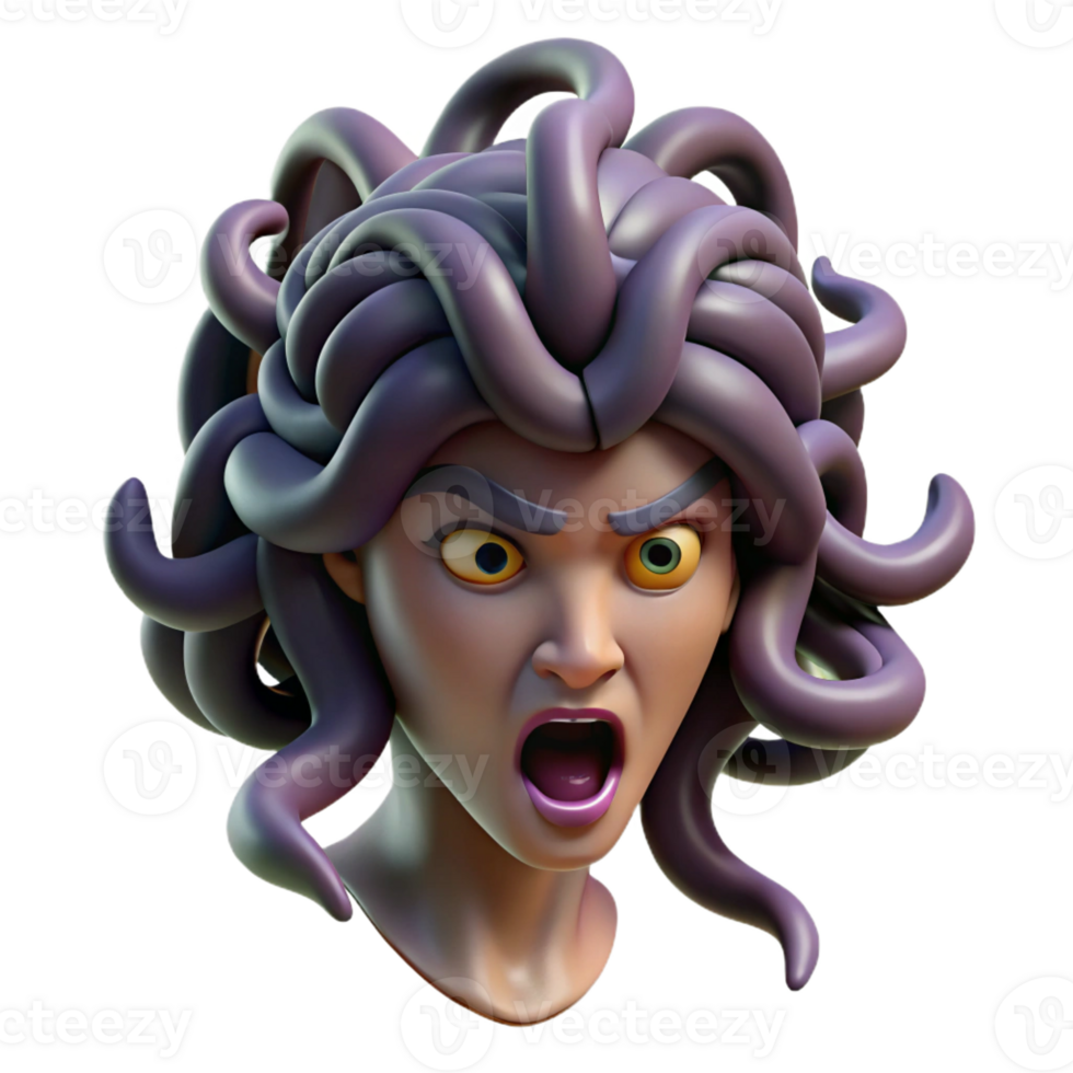 stunning contemporary Medusa's Writhing Snakes Terrifying Gaze exclusive png
