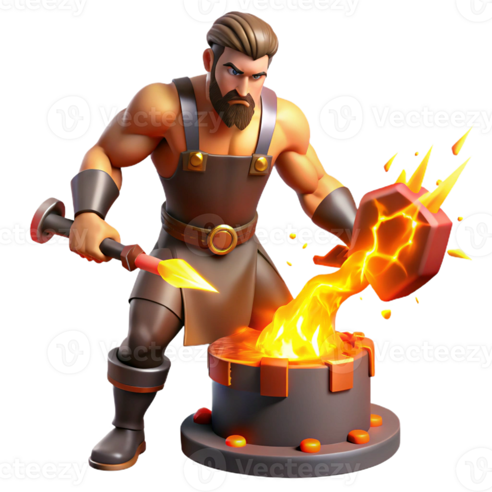 impressive creative Hephaestus Forging Lightning Bolts in Hi high resolution png