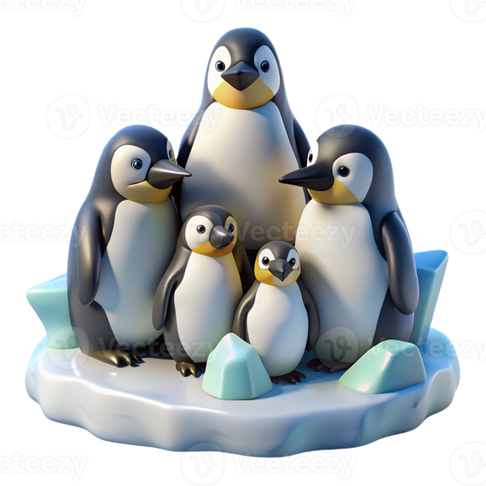 dramatic abstract Huddling Penguins on Ice high quality png