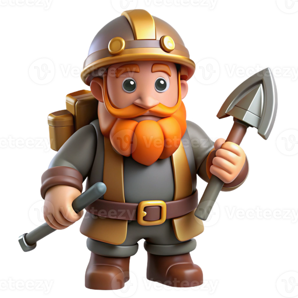 beautiful creative A Stoic Dwarf Miner with a Pickaxe Dimly detailed png