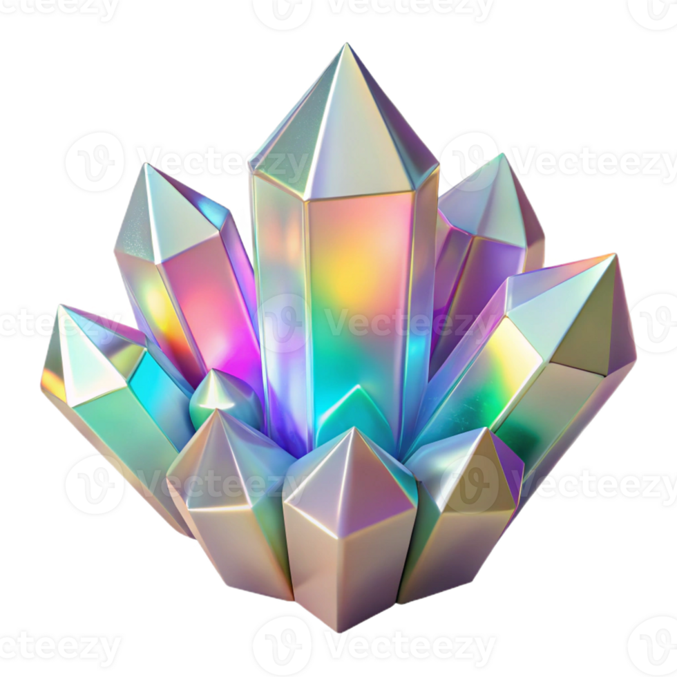 stunning abstract Iridescent Crystal Cluster Light Reflection high quality png