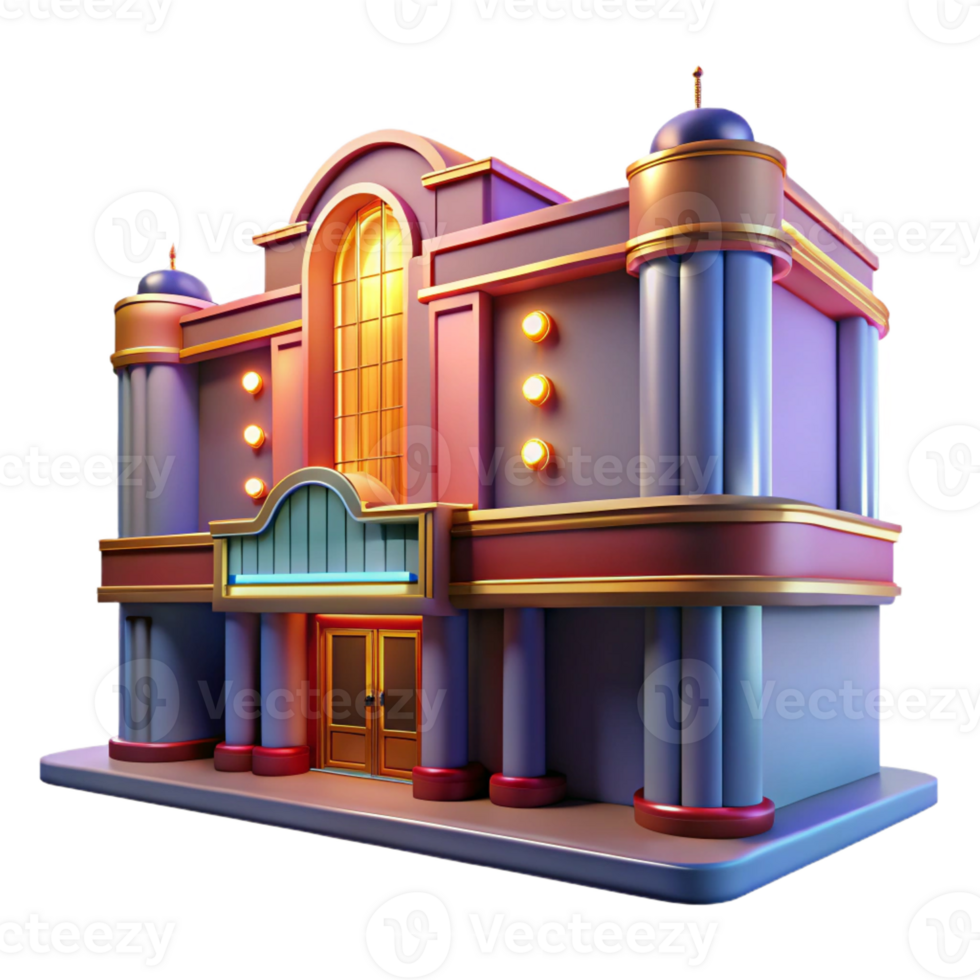 elegant abstract Art Deco Movie Palace Grand Facade original png
