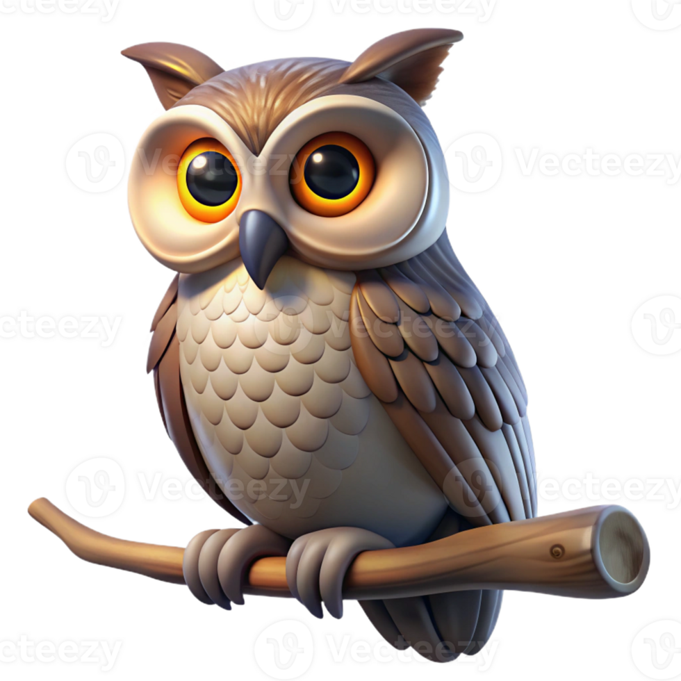 vibrant vintage Portrait of a Wise Owl with Large Intelli authentic png