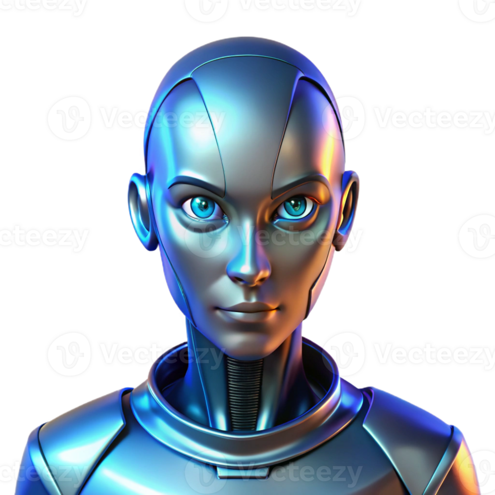 serene vintage Portrait of a Futuristic Android with Me high quality png