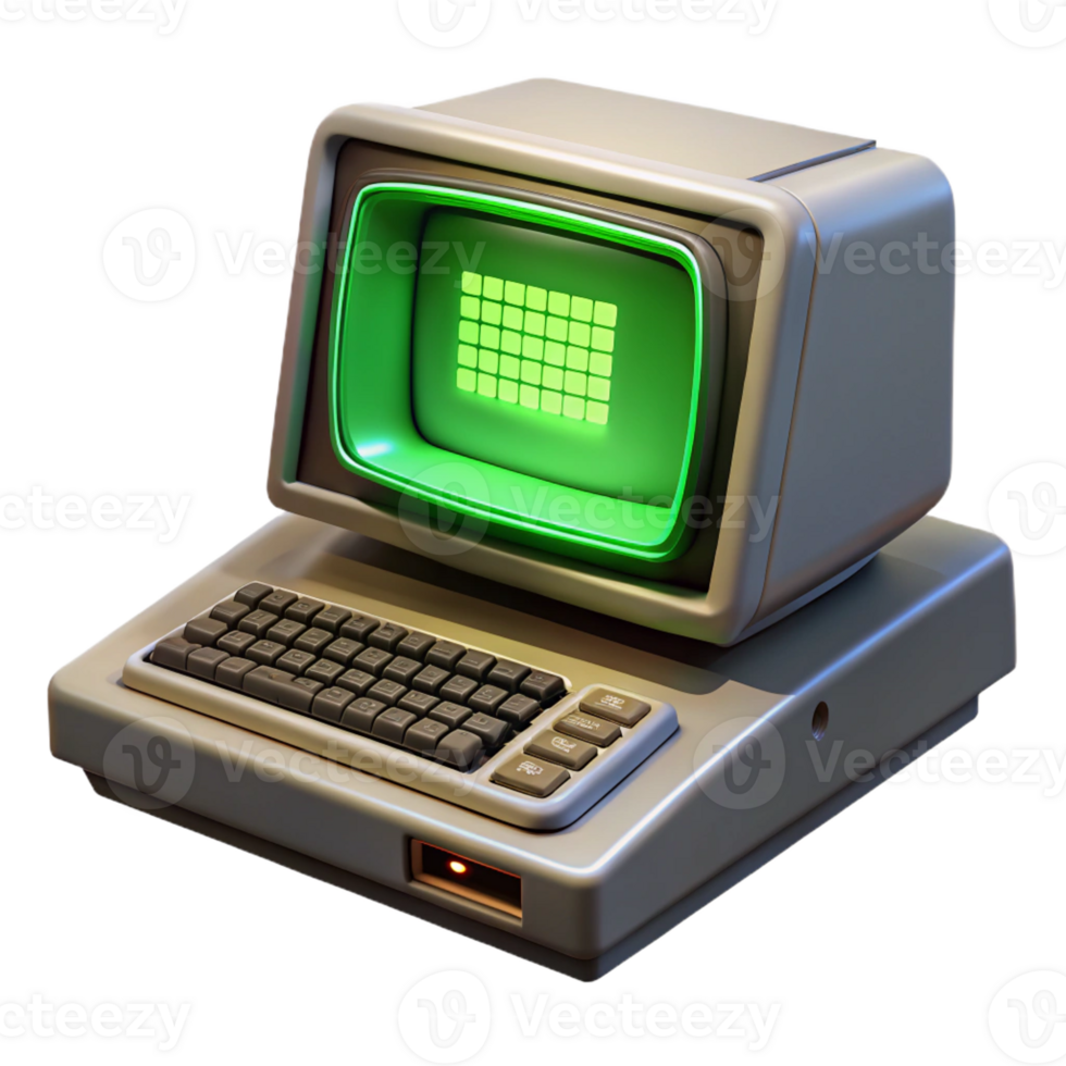 magnificent artistic A Vintage Computer Terminal Displaying Cry premium png