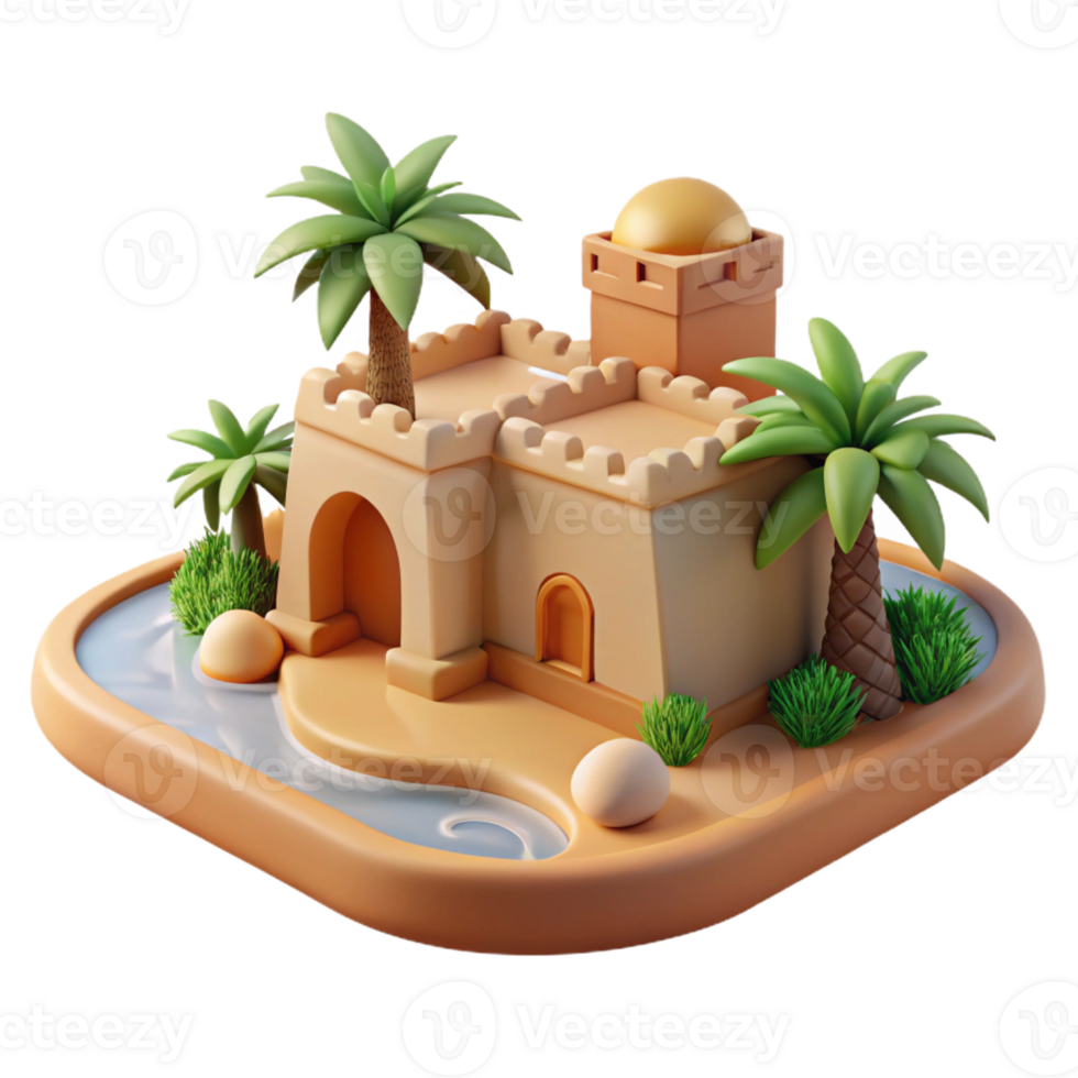 magnificent abstract A Desert Oasis with Traditional Mud Brick A original png