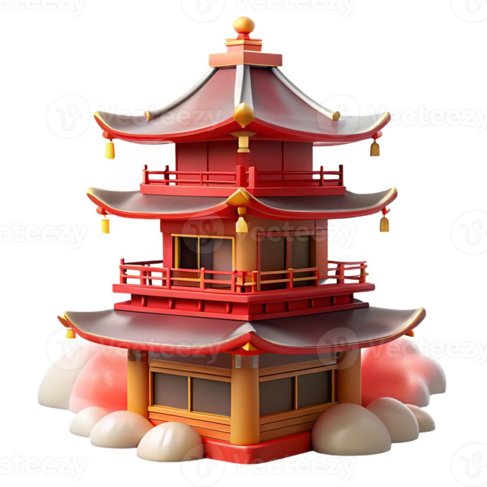 extraordinary modern A Traditional Japanese Pagoda with Red A png