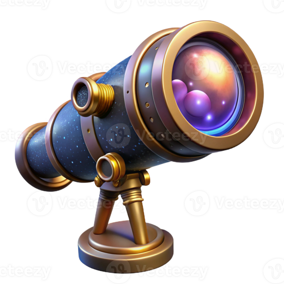 elegant contemporary A Steampunk Telescope Pointed Towards a Di premium png