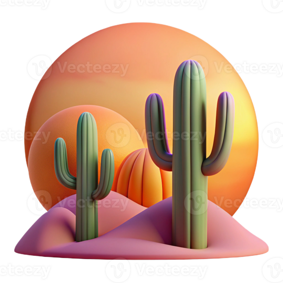wonderful abstract A Desert Landscape with Towering Cacti Si exclusive png