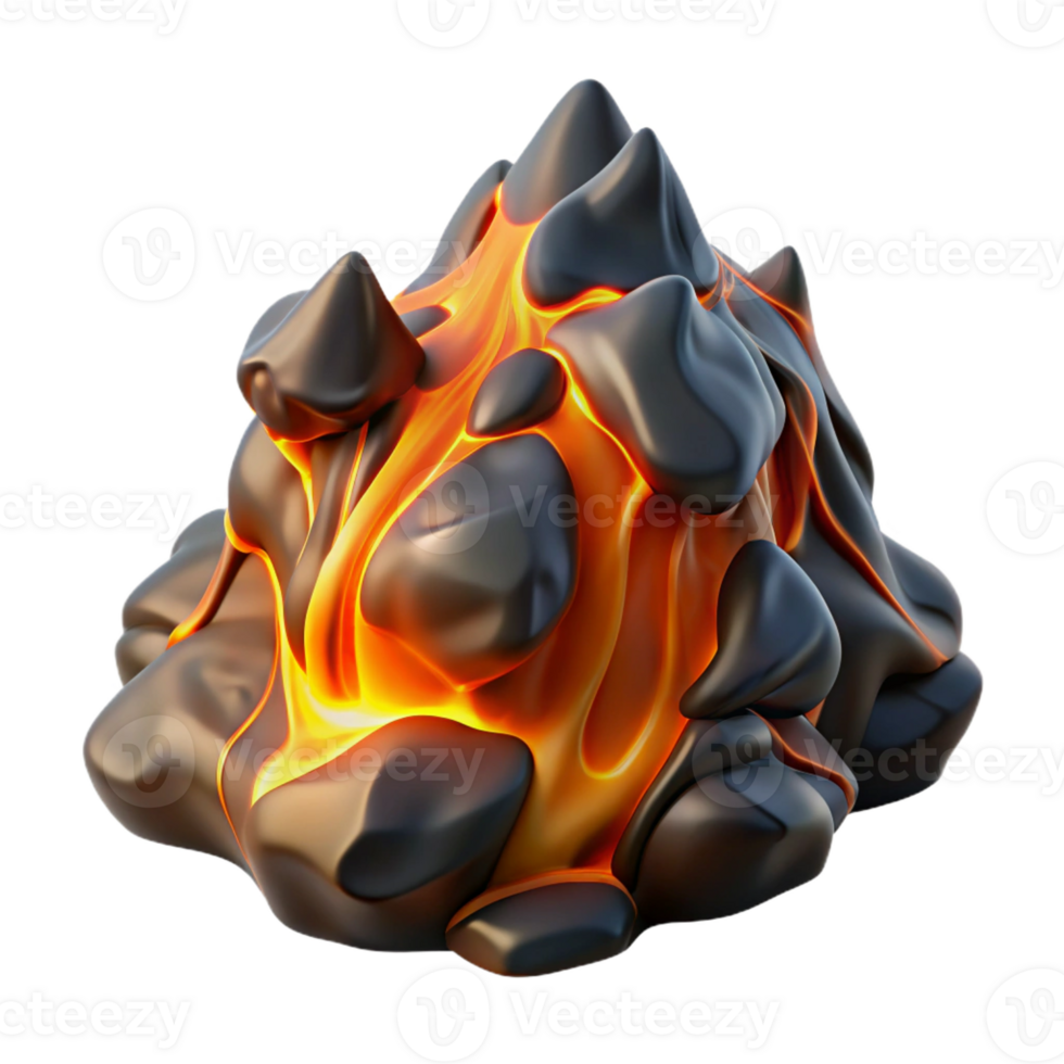 stunning artistic Flowing Lava Volcanic Eruption original png