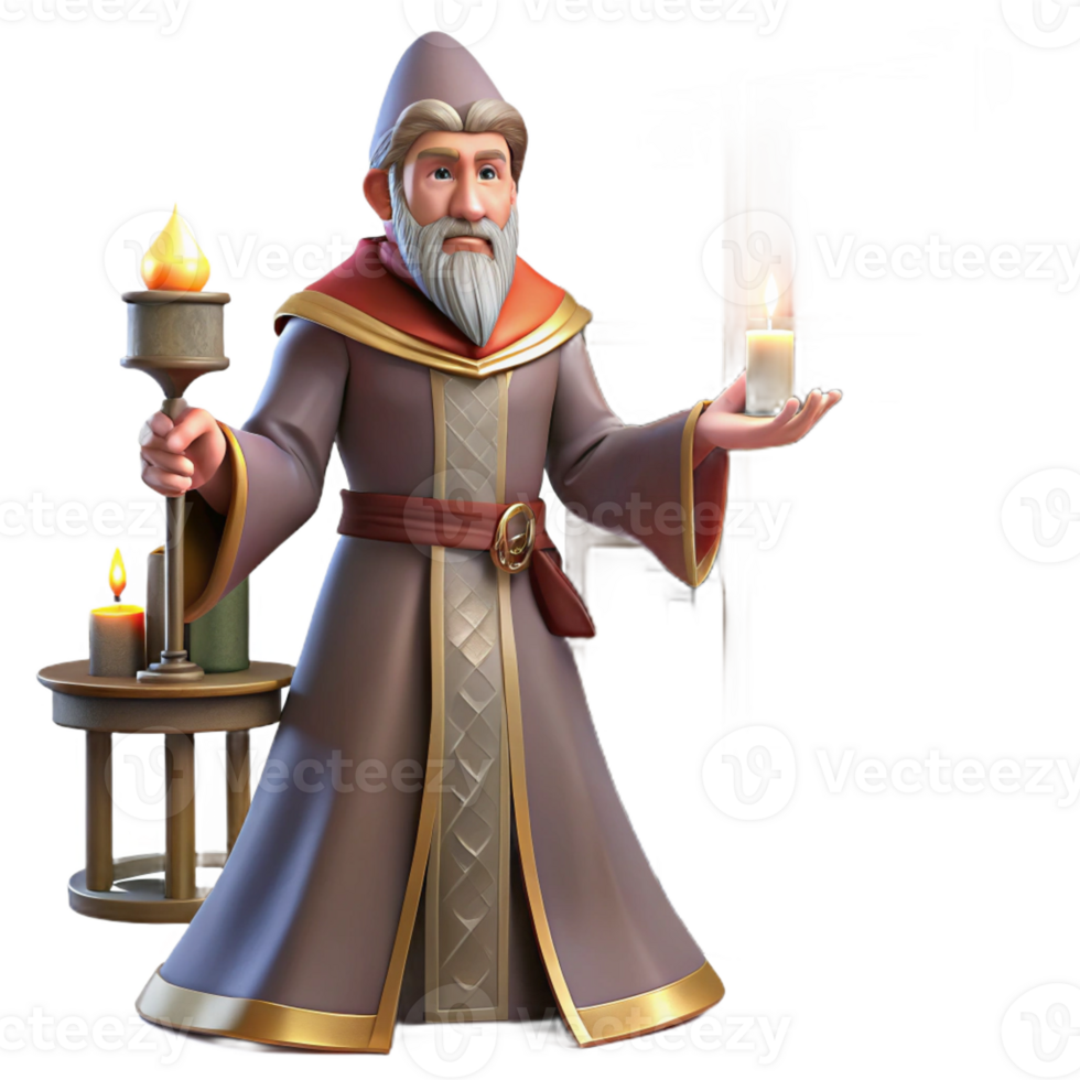 dramatic modern A Powerful Wizard Casting a Spell in a G original png