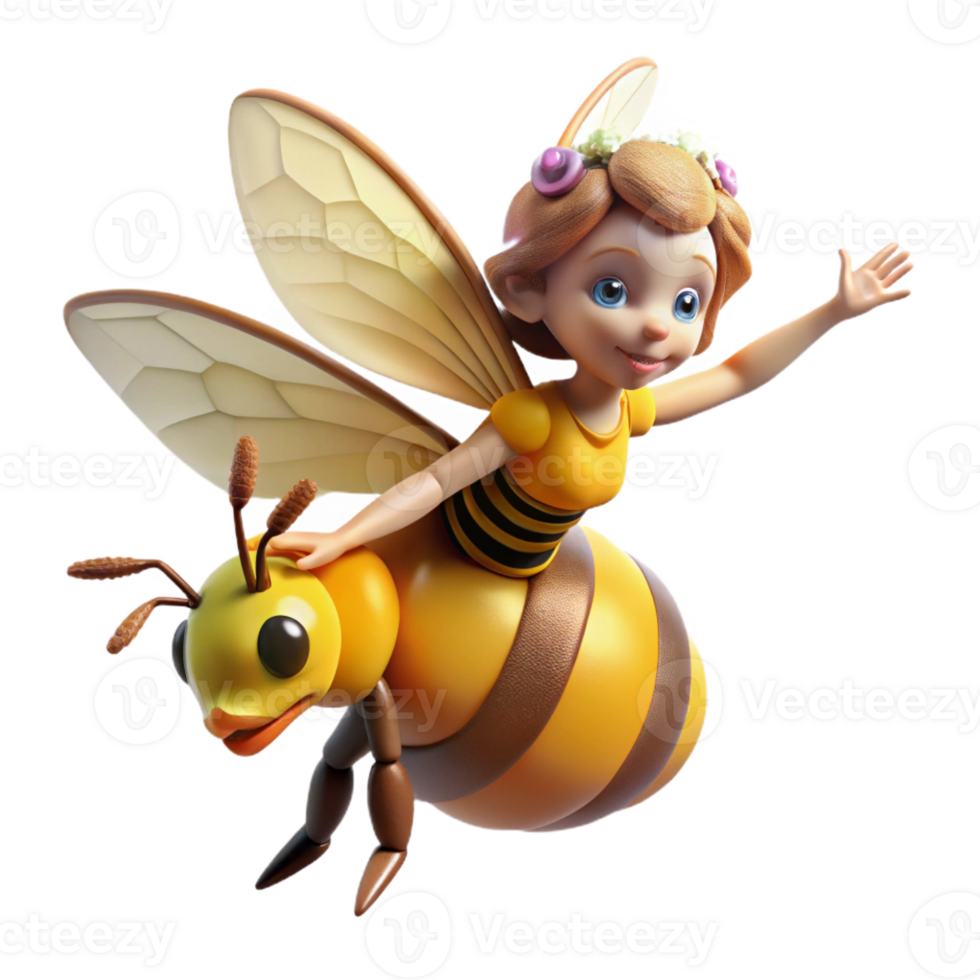 wonderful modern A Mischievous Pixie Riding a Giant Bumbleb professional png