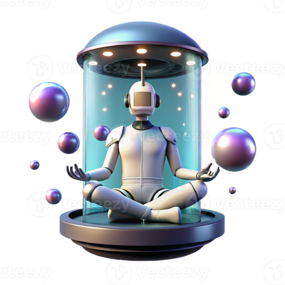elegant rustic A Lone Cyborg Meditating in a Zero Gravi original png