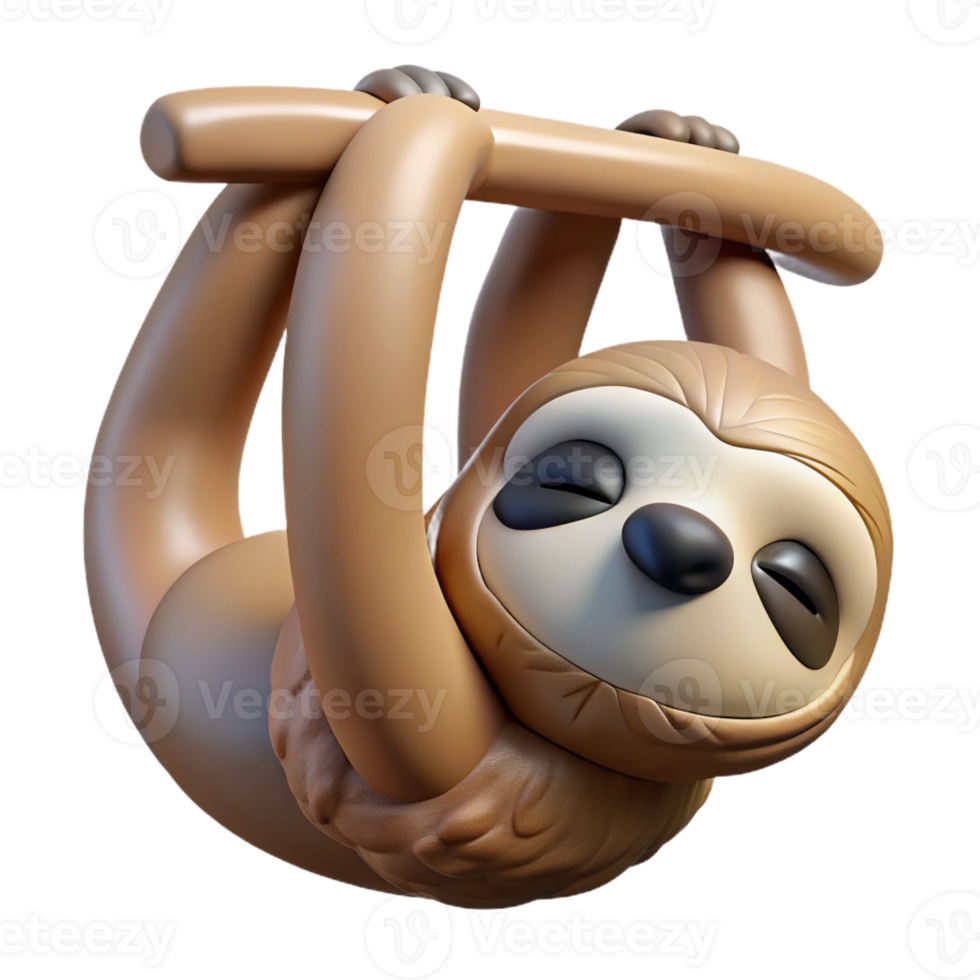 serene rustic Sleepy Sloth Hanging Upside Down exclusive png