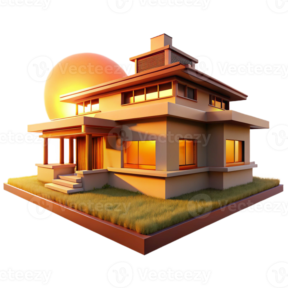 dramatic vintage A Frank Lloyd Wright Inspired Prairie Hou premium png