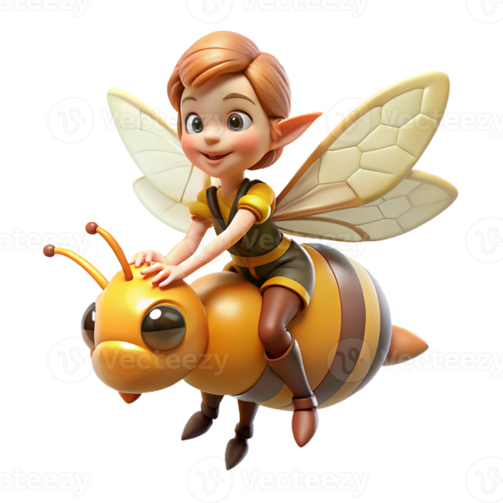 extraordinary classic A Mischievous Pixie Riding a Giant Bumbleb high quality png